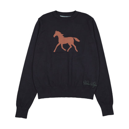 Horse Knit Sweater Navy
