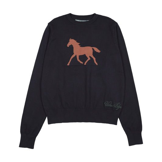 Horse Knit Sweater Navy